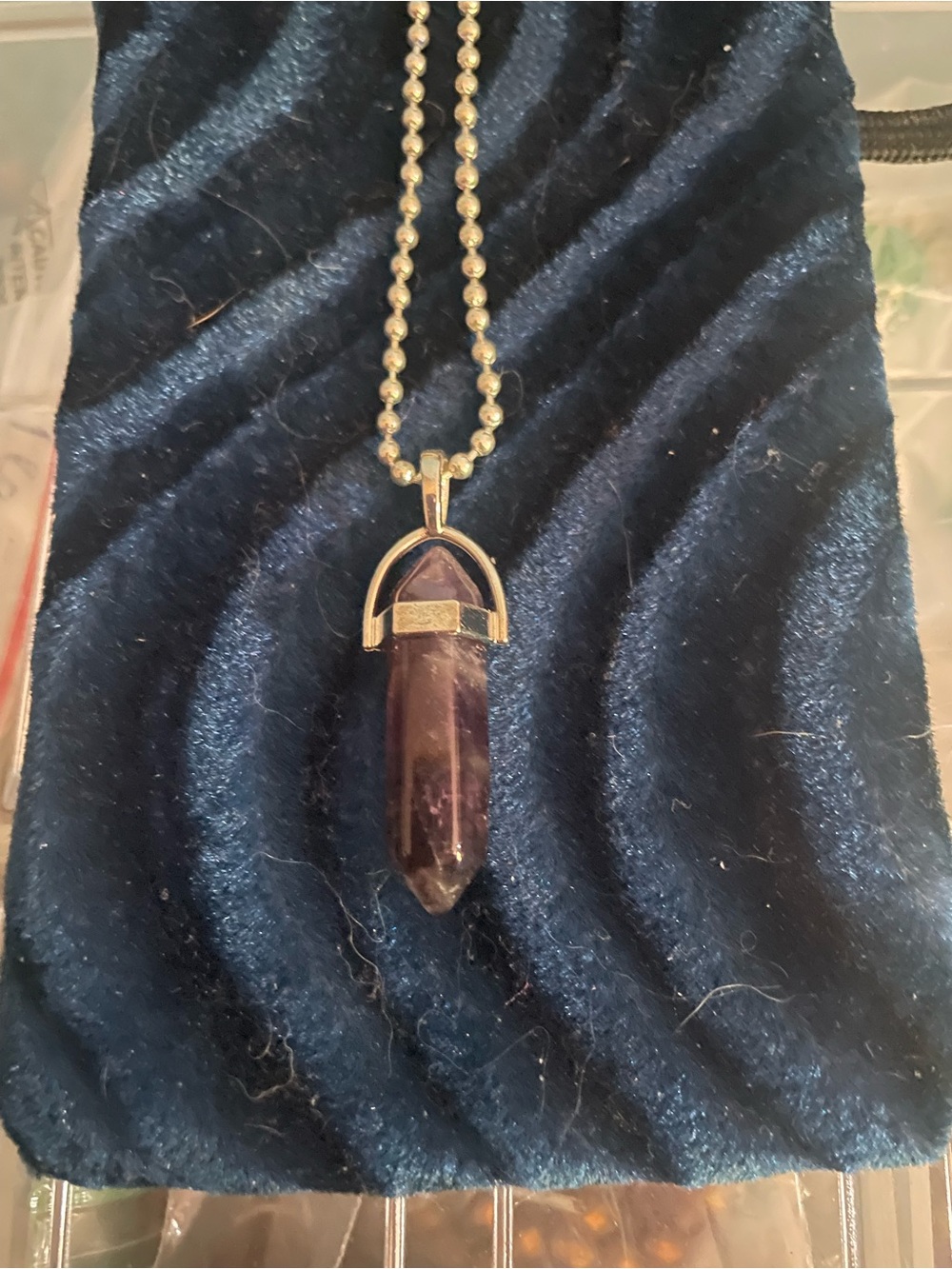 Amethyst Point Pendant Necklace - Deep Purple Crystal on Silver Chain